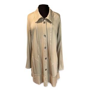 NEW Focus Casual Life Button Up Knit Cardigan Jacket Duster Size XL Taupe Pocket